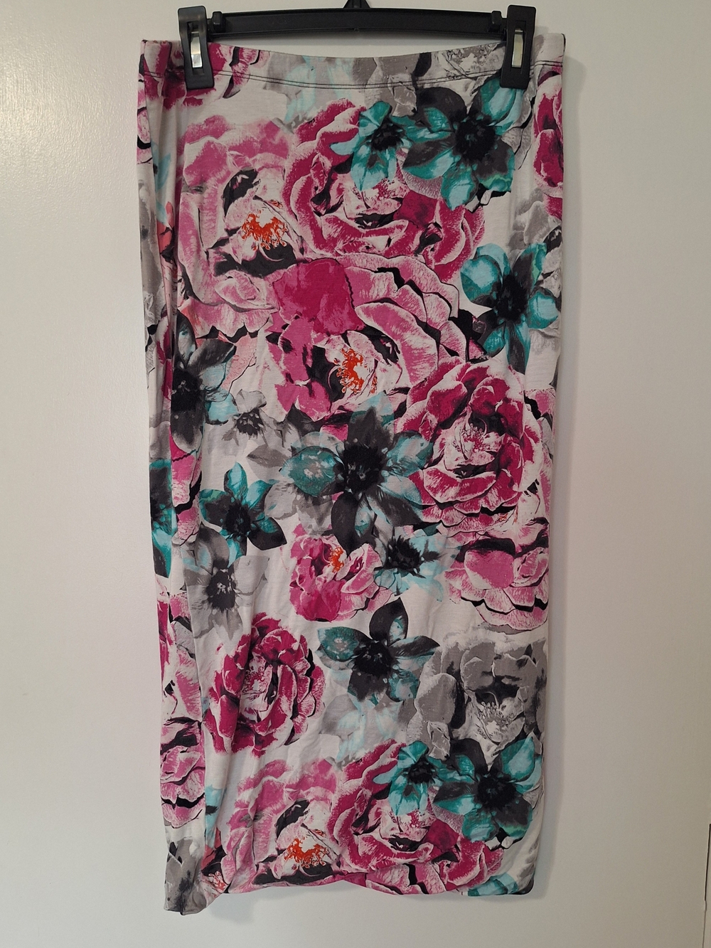 Bisou Bisou Pink & Teal Floral Pencil Skirt